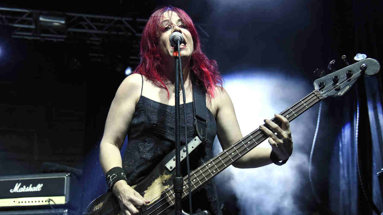 L7 bassist Jennifer Finch performing onstage in the 2000s