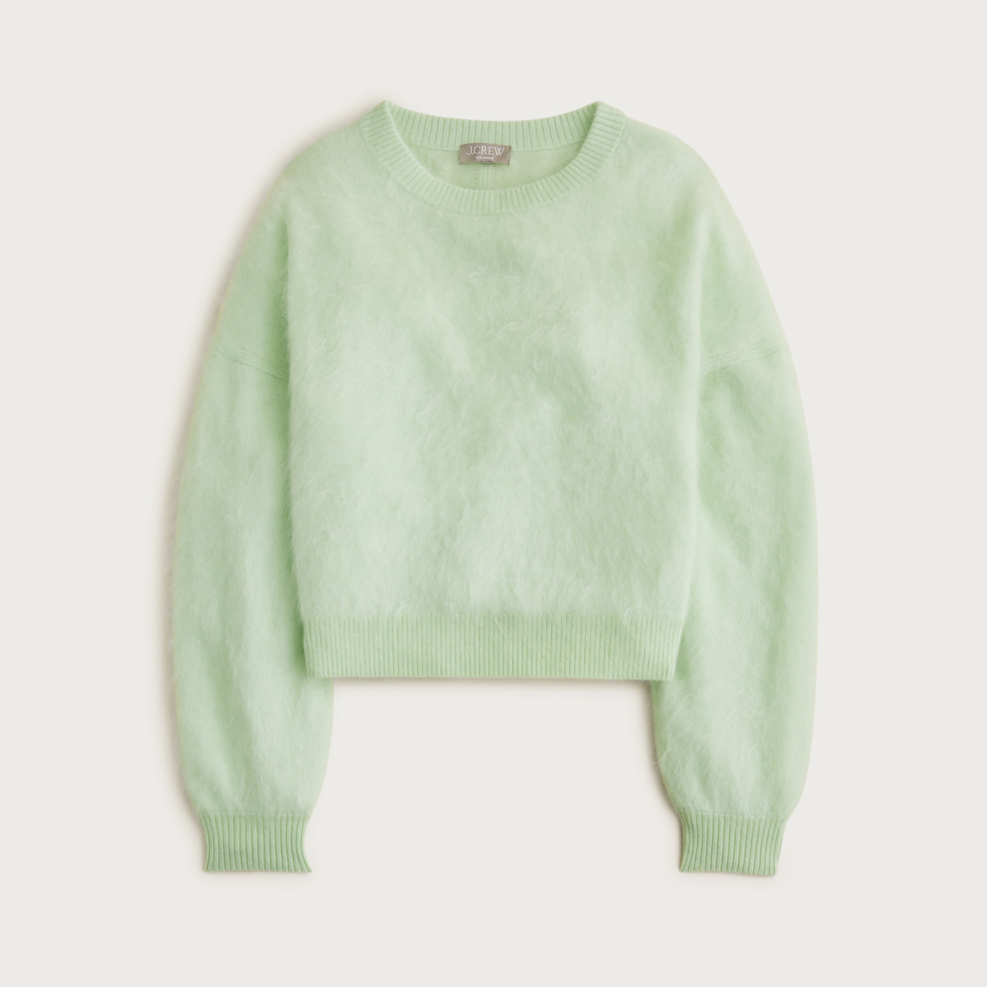 Brushed Cashmere Blouson-Sleeve Sweater