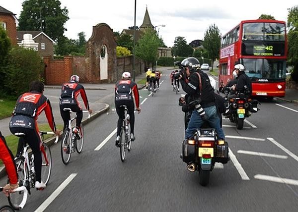 Caisse d'Epargne trying to get used to ride on the left.