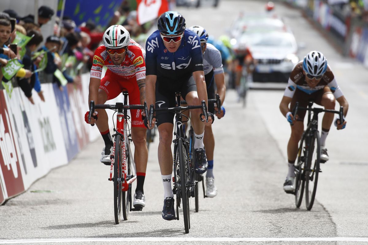 Chris Froome wins the sprint for fifth place