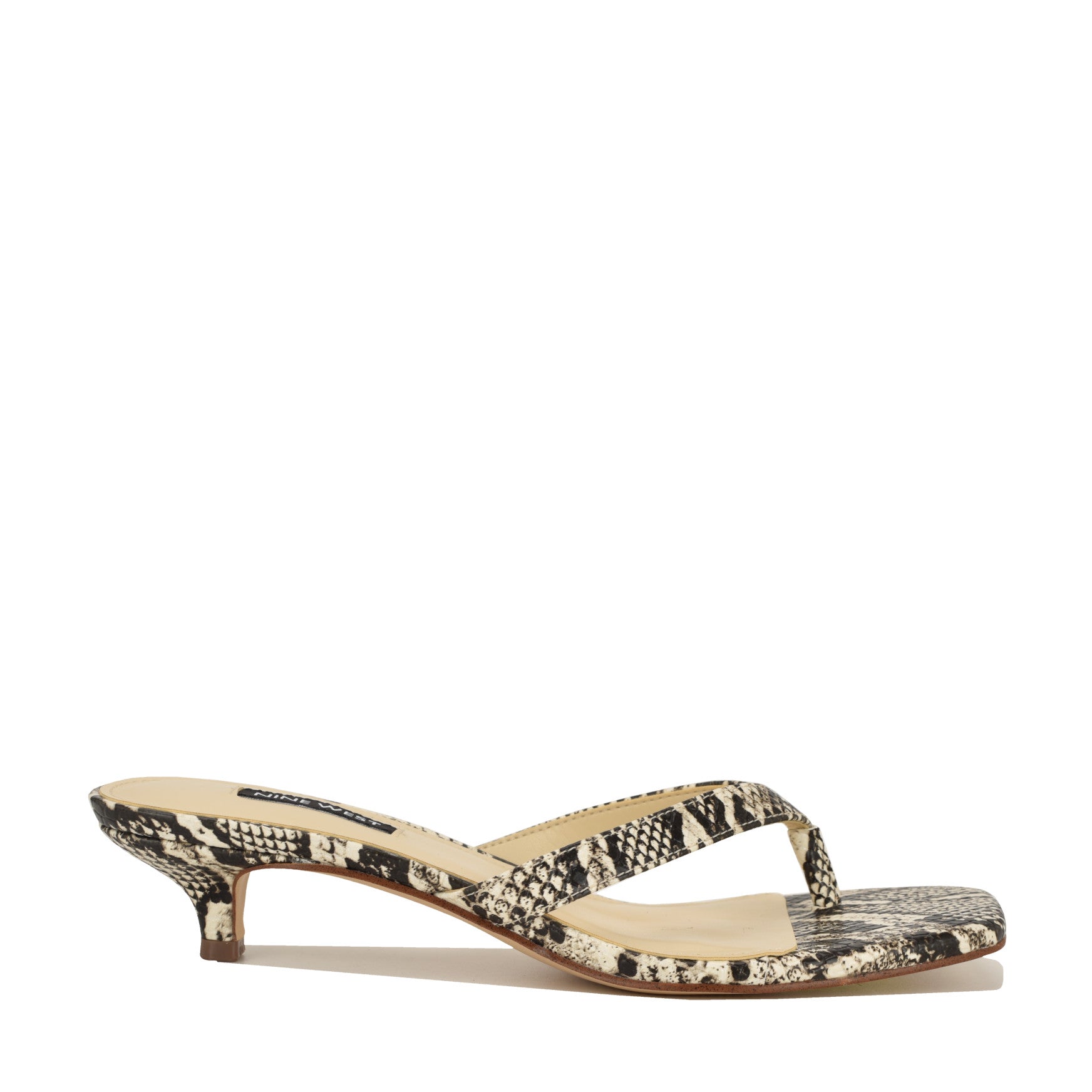 Cassa Thong Kitten Heel Sandals - 4 / M / Snake Print
