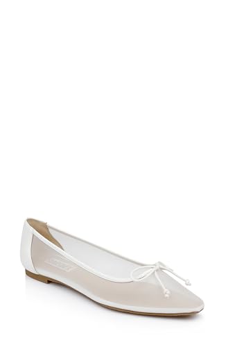 Badgley Mischka Women's Cam Ballet Flat, White Mesh, 9.5