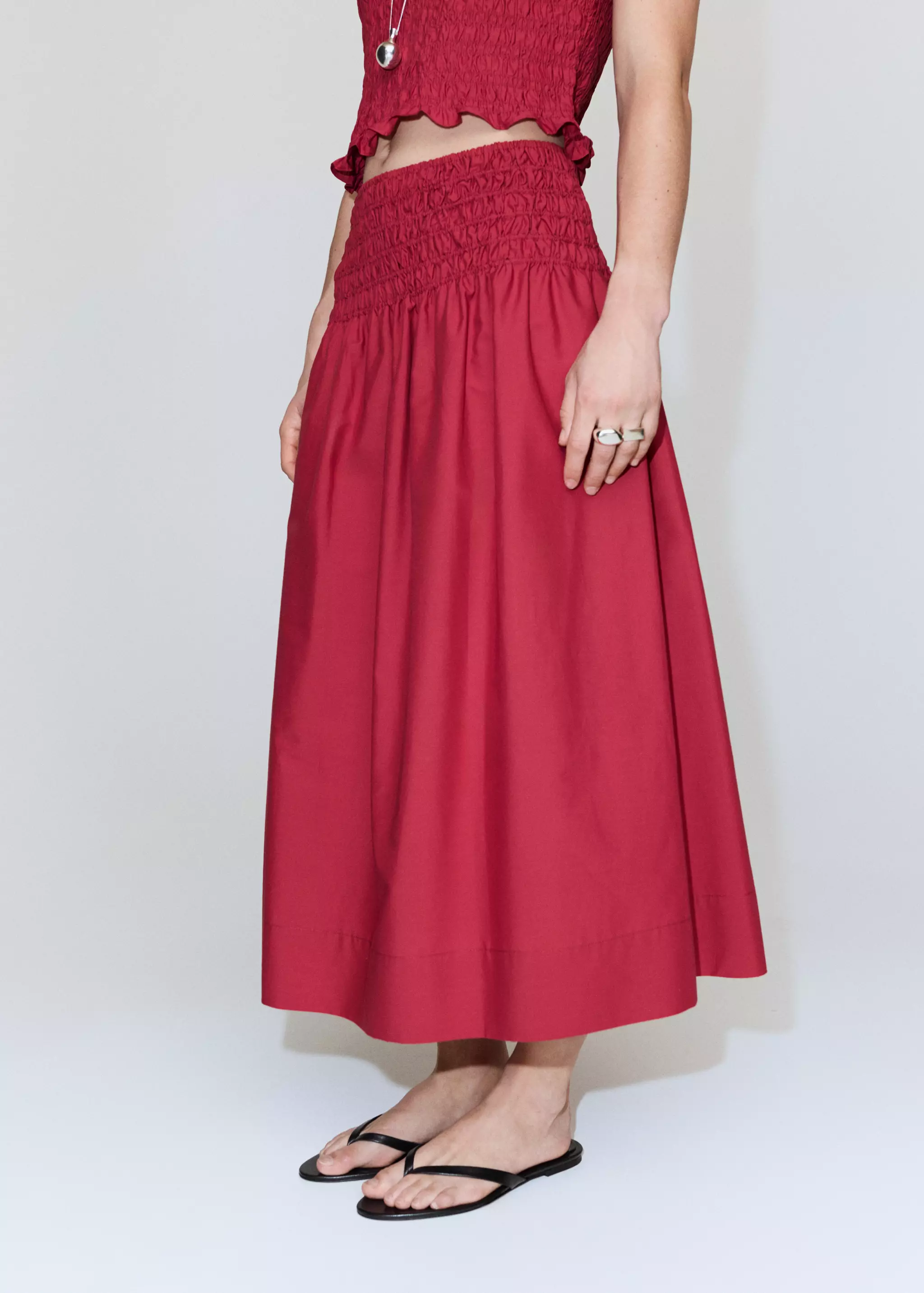 Lyocell Skirt With Shirred Waist - Women | Mango Usa