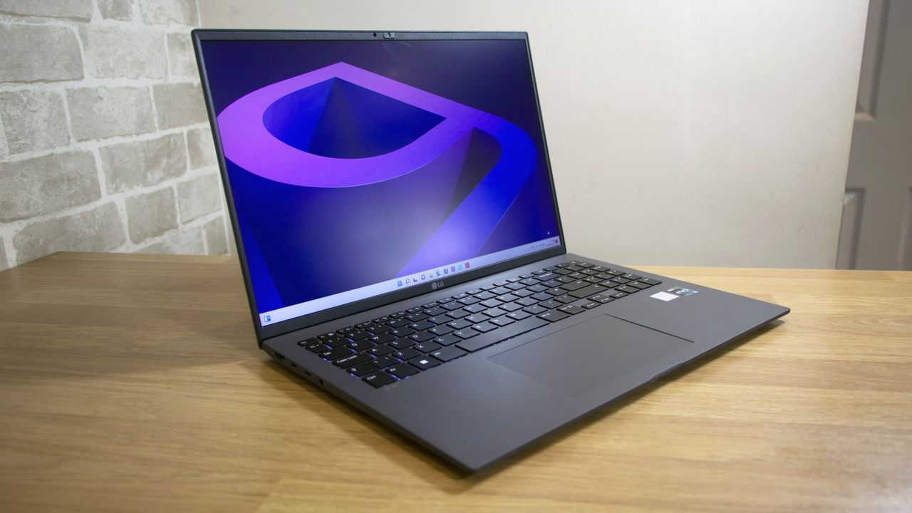 A photograph of the LG Gram 16 (2022) on a table