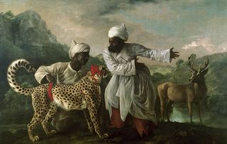 Cheetah and Stag with two Indians in an imagined landscape in George Stubbs's 1965 painting