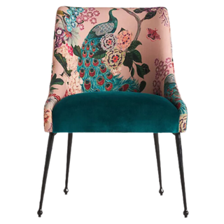 Pink printed accent chair