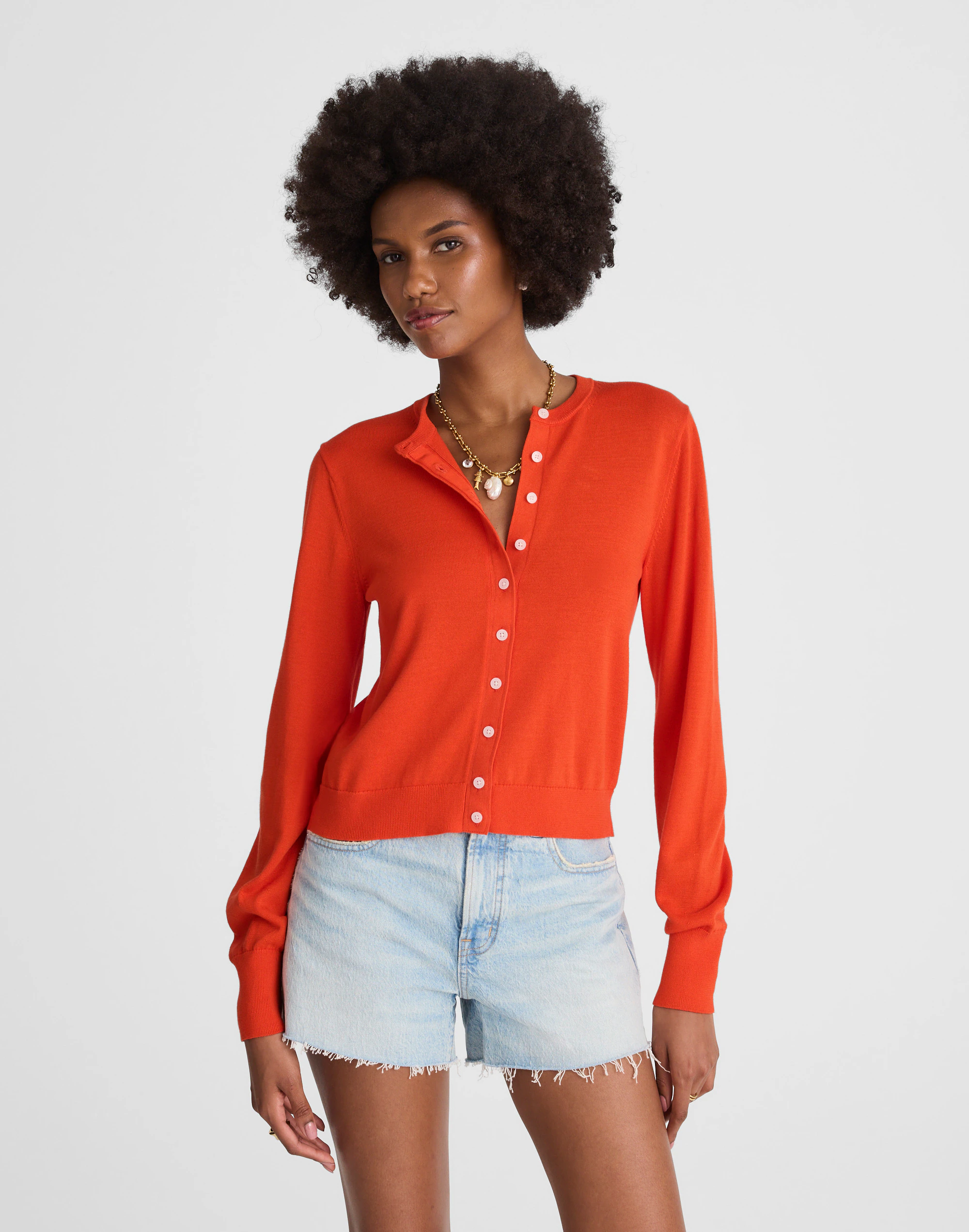 Cotton Crewneck Cardigan