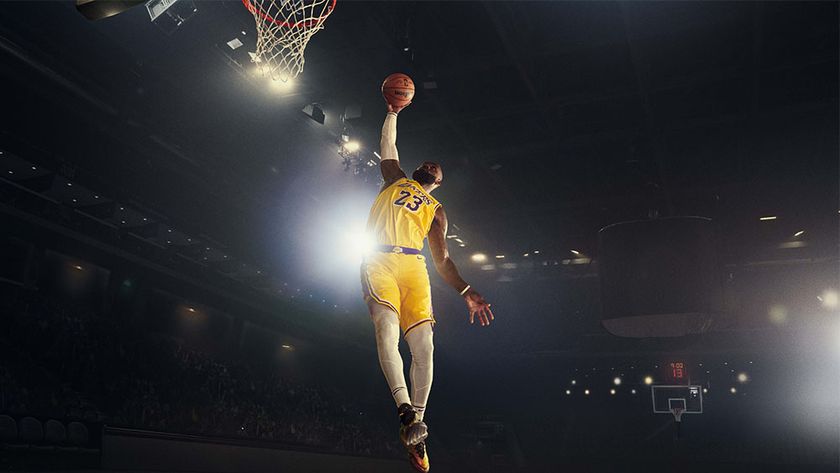 Image of basketball player Lebron James jumping with a basketball from Nike Why Do it? advert campaign