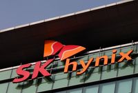The SK Hynix Semiconductor Inc. logo is displayed at the company's plant during a media tour organized by Korea Industrial Complex Corp. (KICOX) in Cheongju, South Korea, on Friday, Nov. 23, 2012. KICOX, which develops and manages industrial complexes and support for resident enterprises as a public company under South Korea's Ministry of Knowledge Economy, held a media tour to the plant