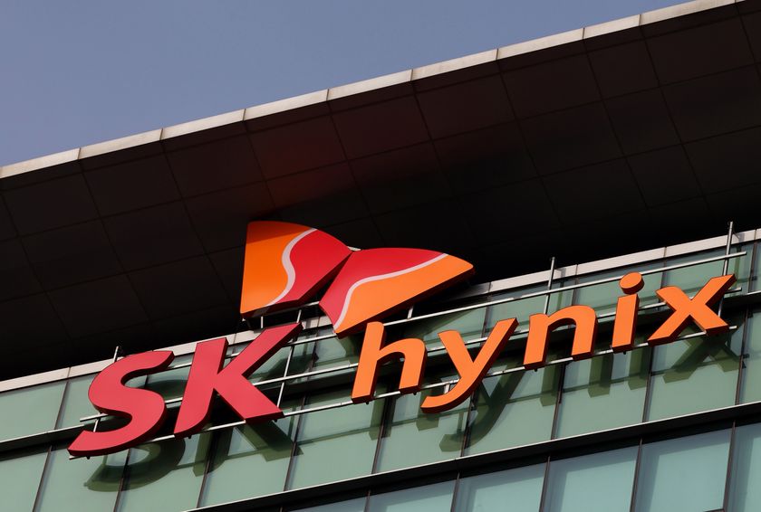 The SK Hynix Semiconductor Inc. logo is displayed at the company&#039;s plant during a media tour organized by Korea Industrial Complex Corp. (KICOX) in Cheongju, South Korea, on Friday, Nov. 23, 2012. KICOX, which develops and manages industrial complexes and support for resident enterprises as a public company under South Korea&#039;s Ministry of Knowledge Economy, held a media tour to the plant