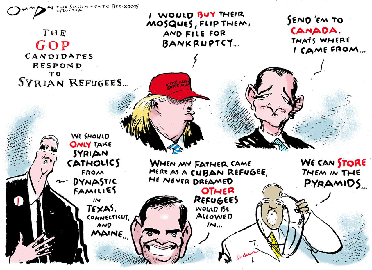 Political cartoon U.S. GOP Candidates Syrian Refugees