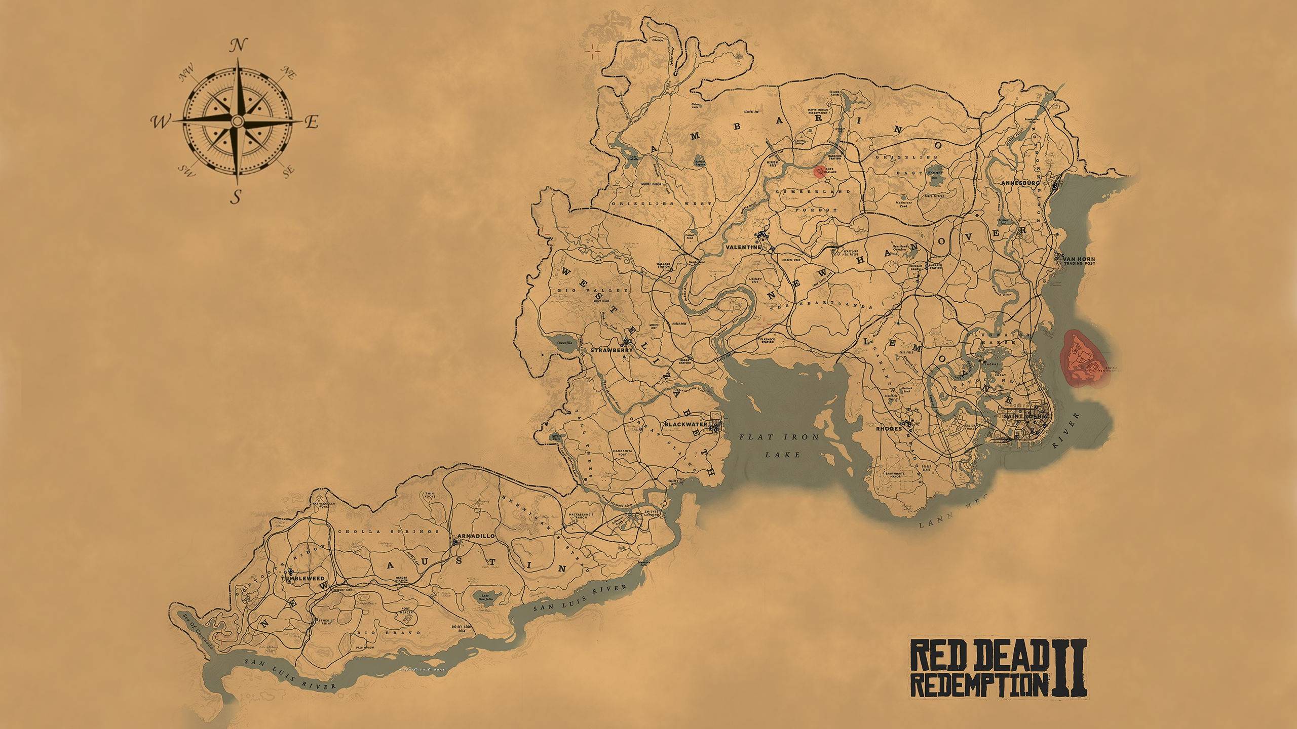 The full Red Dead Redemption 2 map shows off a big world to explore ...