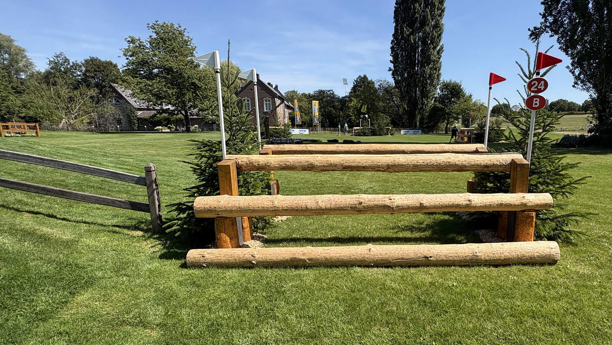 An oxer on the eventing World Championships cross-country course