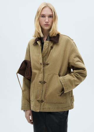 Parka With Contrasting Collar and Pockets - Women | Mango Usa