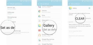 Tap Set as default, tap an app, tap Clear Defaults