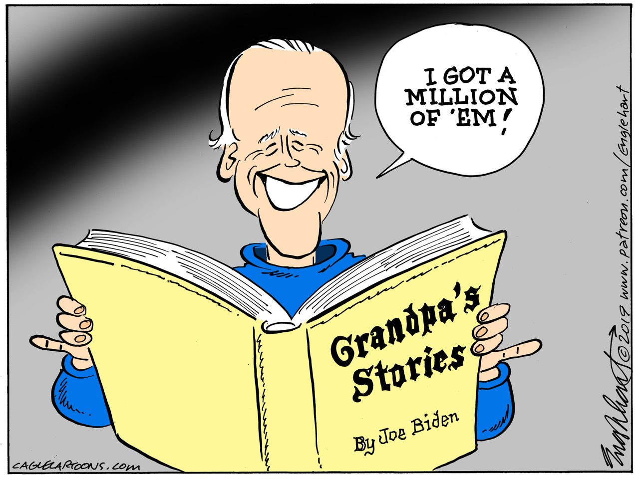 Political Cartoon U.S. Joe Biden Million Grandpa&amp;#039;s Stories 2020 Election