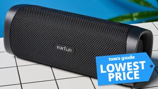 A black EarFun UBoom L Bluetooth speaker