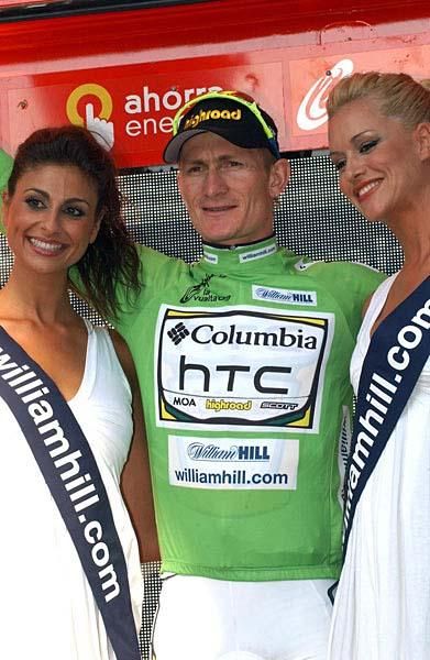 Andr&eacute; Greipel (Columbia-HTC) leads the points classification.