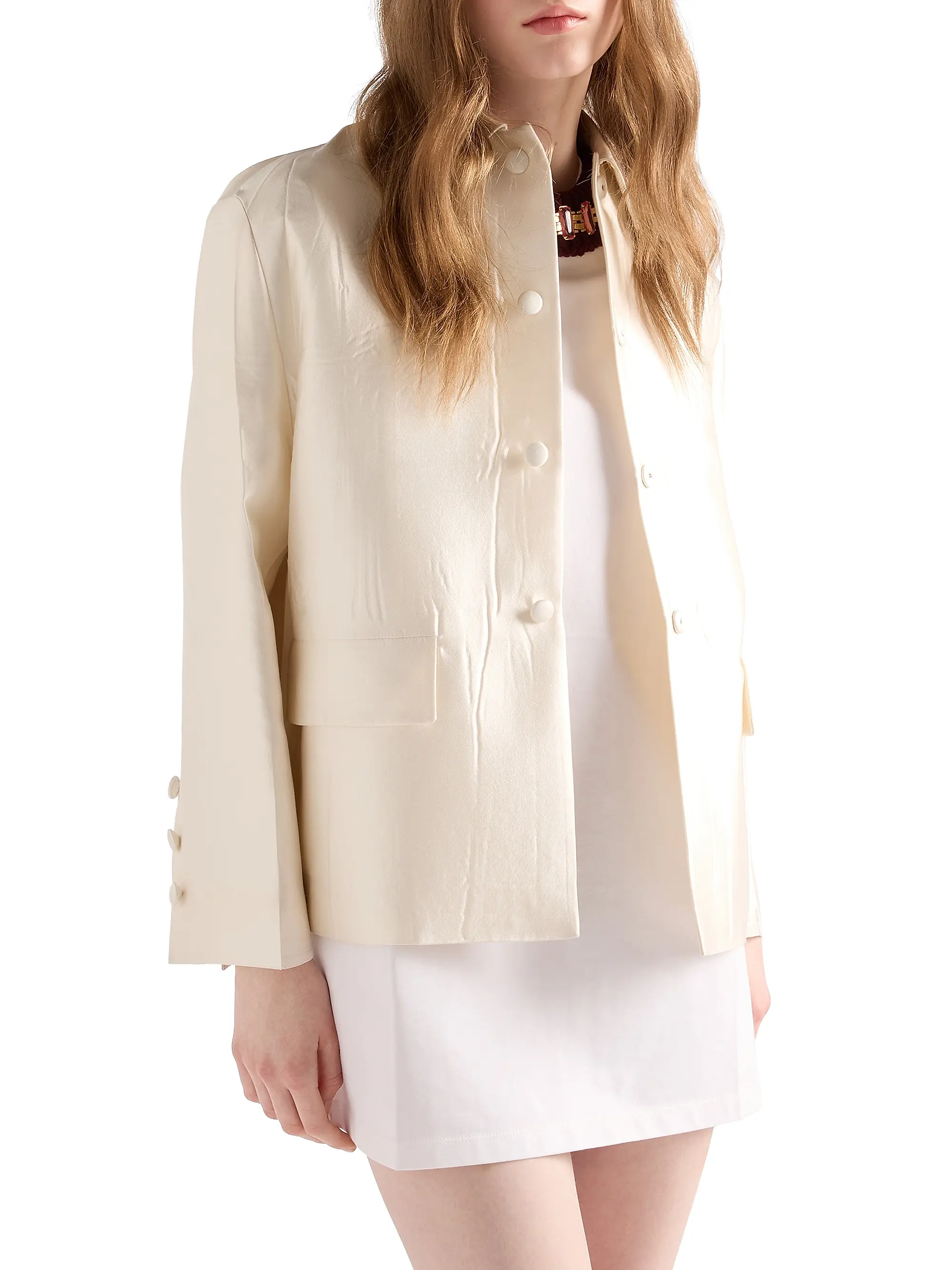 Single-Breasted Silk and Wool Jacket