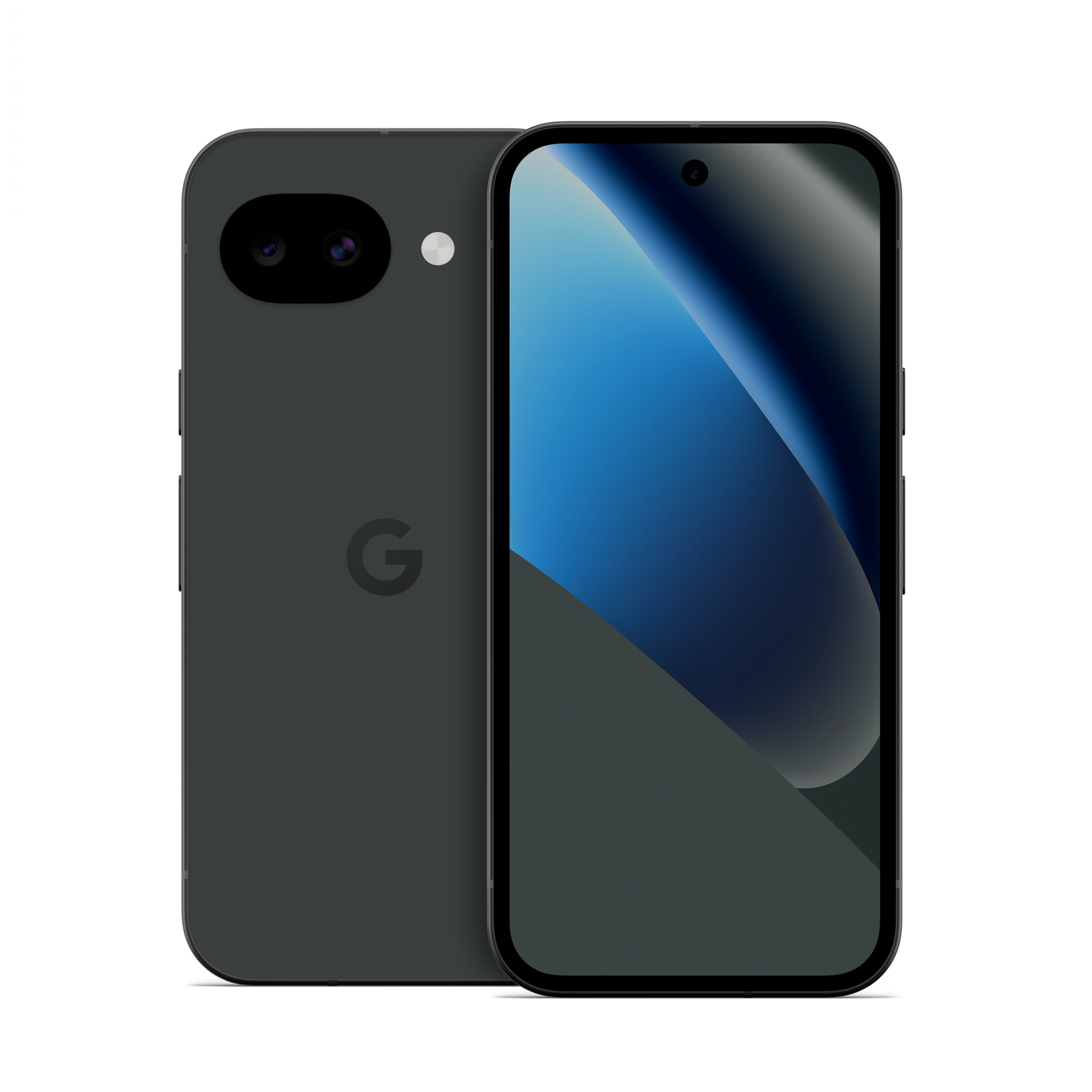 Google Pixel 10a render in the Obsidian colorway.