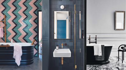 bathrooms with tiling and mirrors