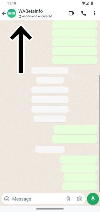 Whatsapp end to end encryption indicator in a chat screen