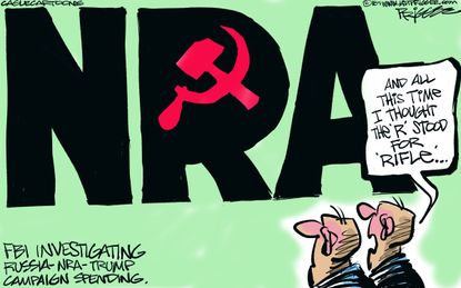 Political cartoon U.S. NRA Russia investigation