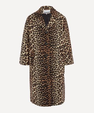Ganni Leopard Linen-Canvas Coat – was £265, now £212 (save £53)