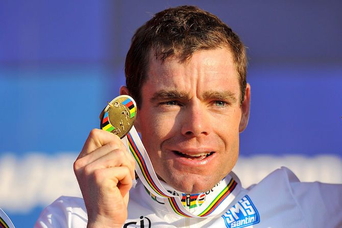 The spoils for victory for 2009 World Championships road race winner Cadel Evans (Australia)