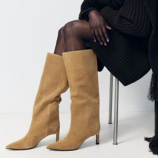 Image of suede knee high boots