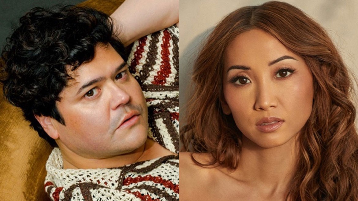 (L-R) Harvey Guillén and Brenda Song will announce the nominees for the 77th Emmy Awards on Tuesday, July 15, 2025.