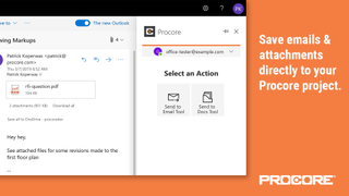 Outlook gets new add-in from Procore construction management software
