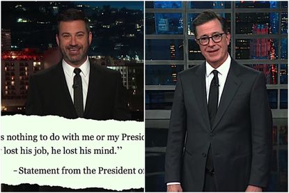 Jimmy Kimmel and Stephen Colbert gawk and Trump vs. Bannon