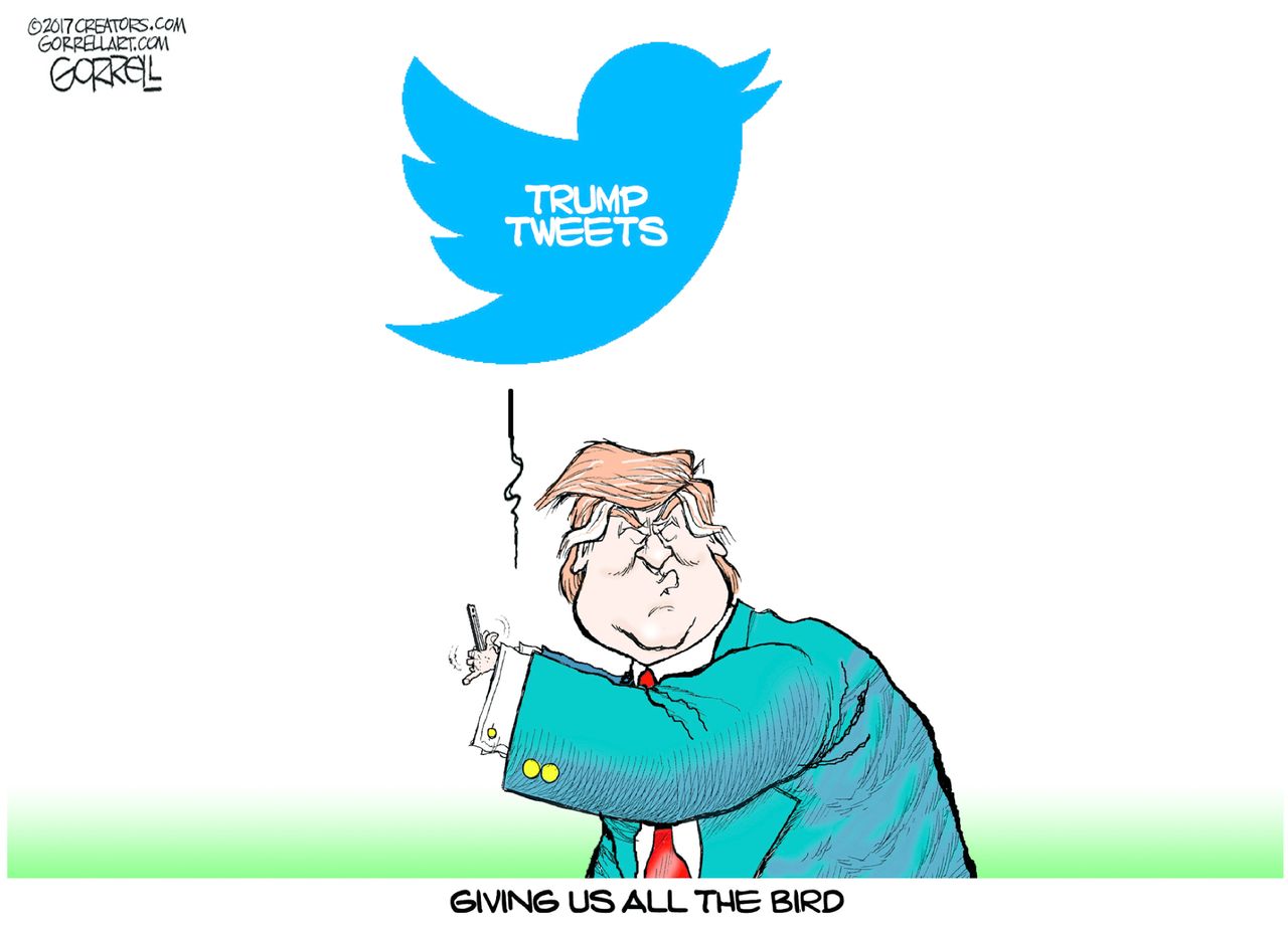 Political cartoon U.S. Trump tweets