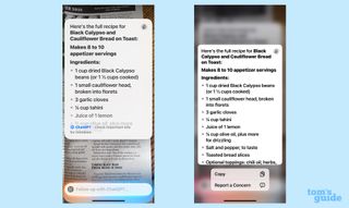 Apple Intelligence using ChatGPT to capture a recipe