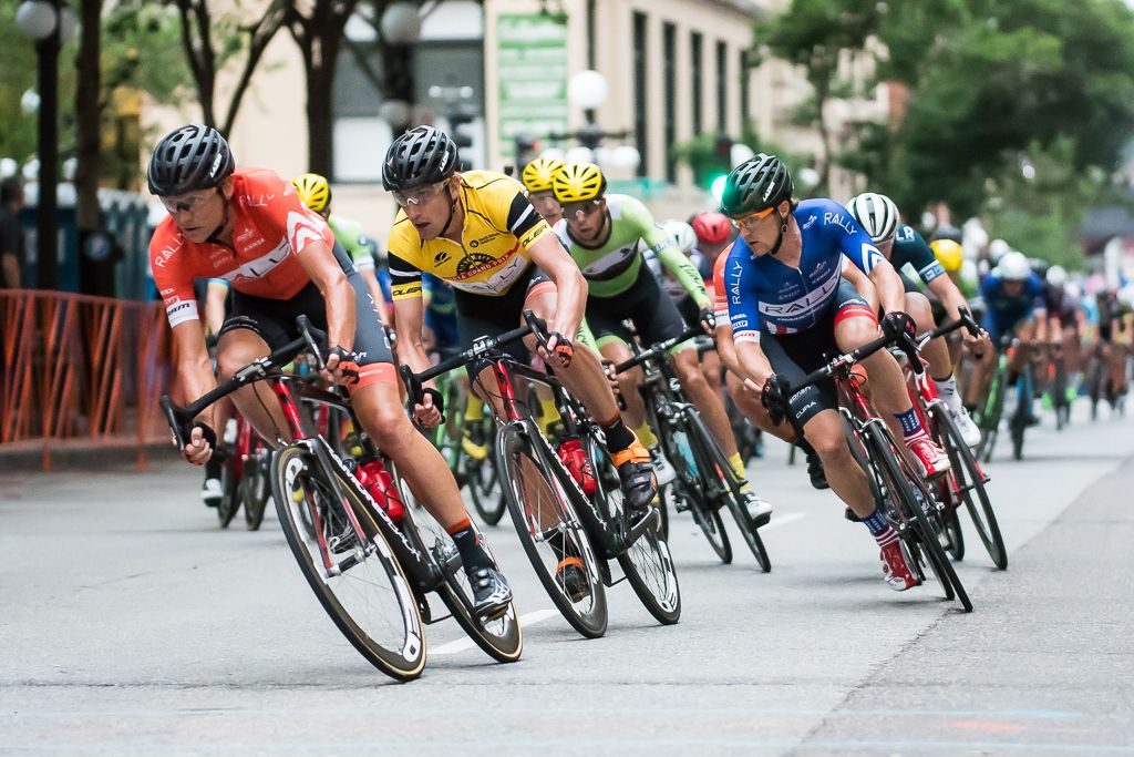 Late in the race Danny Panny pulls for his Rally Cycling teammates Tom Zirbel and Brad Huff