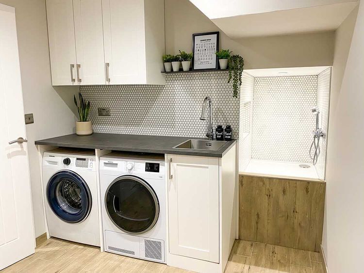 Zoe Marquis created a a dog shower in the garage of her home in Windsor to keep her mucky pups clean