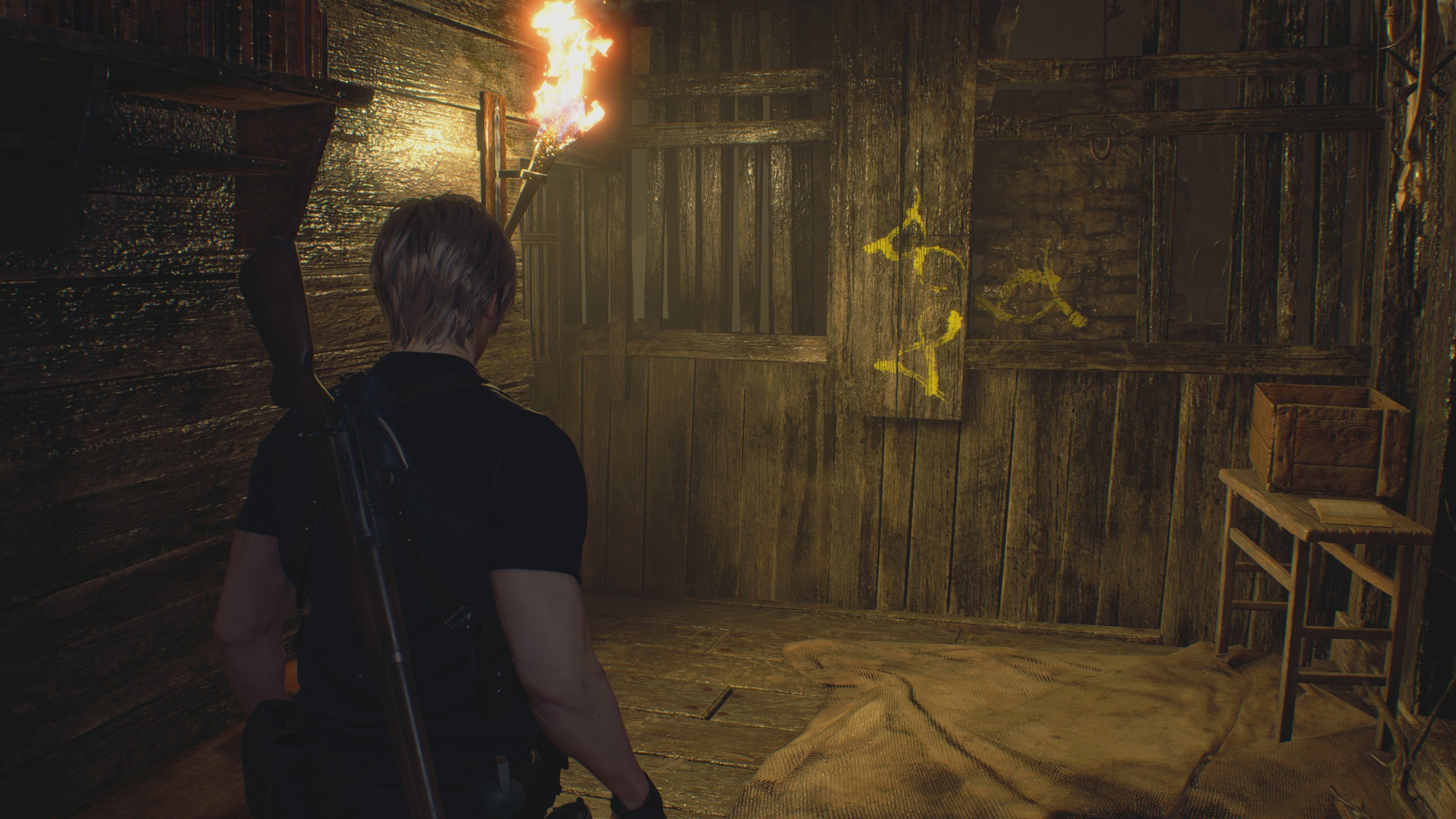 Resident Evil 4 Remake cave puzzle - symbols on the wall