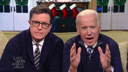 Stephen Colbert and "Pops" Joe Biden hold a family meeting