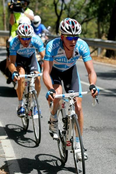 Thomas Rohregger (Team Milram) and Luke Roberts (Team Milram) broke away on the way to the King of the Mountains.