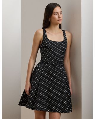 Polka Dot Belted Faille Cocktail Dress