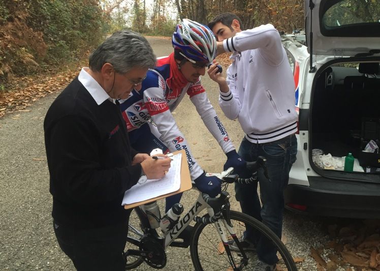 Pellizotti does a lactic test during training