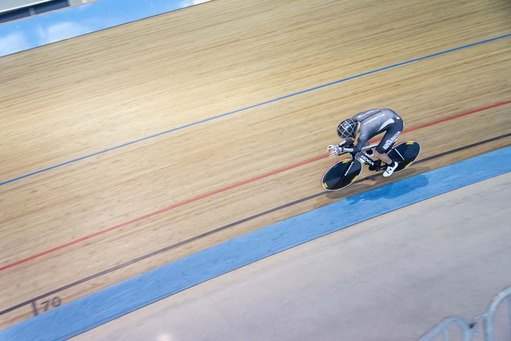Thomas Dekker follows the line on the track