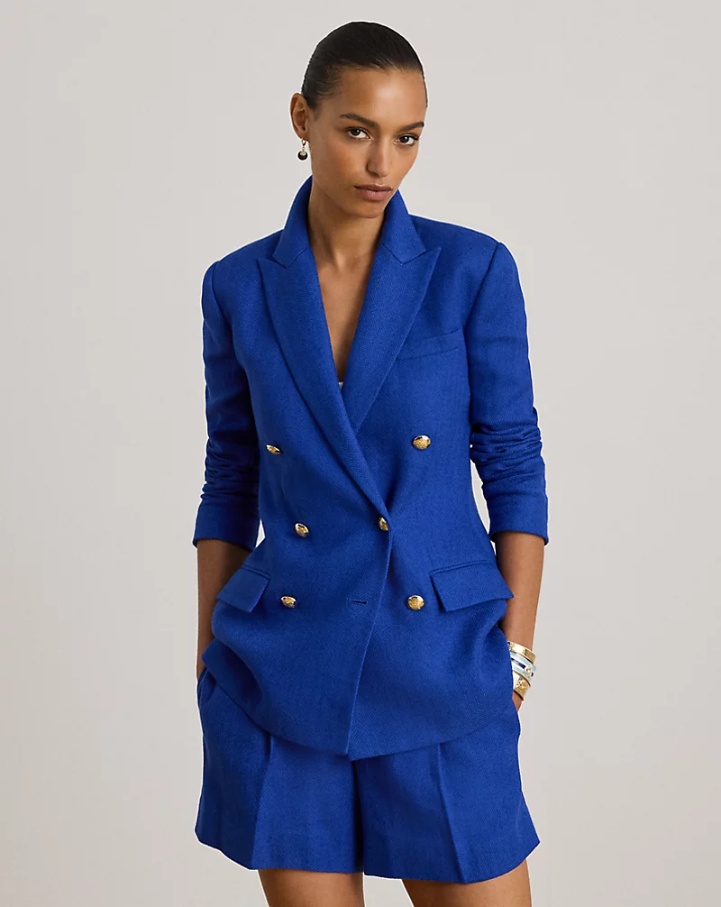 Double Breasted Linen Cotton Blazer