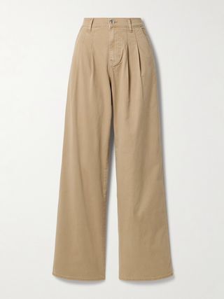 Mia Pleated Cotton-Blend Twill Wide-Leg Pants