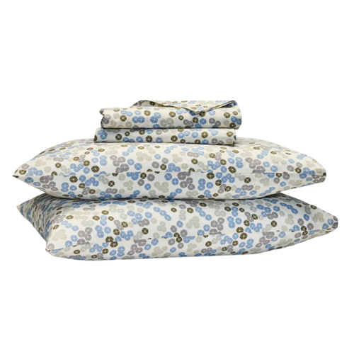 Classic Percale Core Sheet Set in Aloe Multi Floating Petals