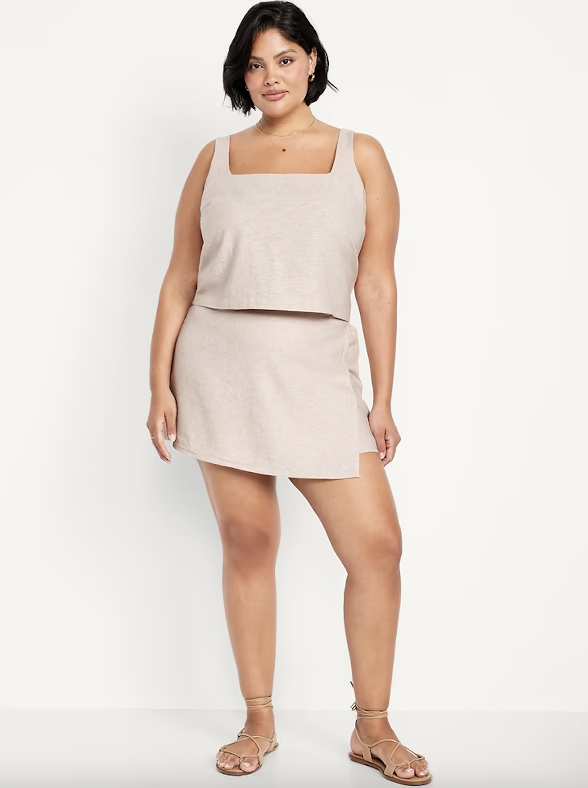 Old Navy High-Waisted Faux-Wrap Linen-Blend Mini Skort