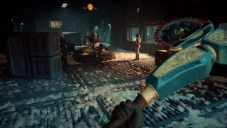 Promotional screenshot of the player wielding an axe in The Outer Worlds 2