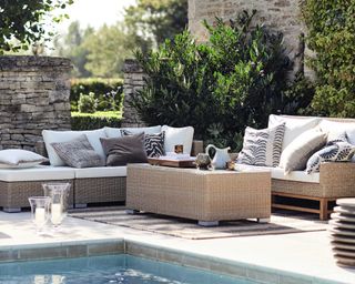 OKA furniture on pool patio