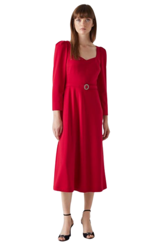kate middleton birthday dress - Katerina Raspberry Crepe Belted Dress